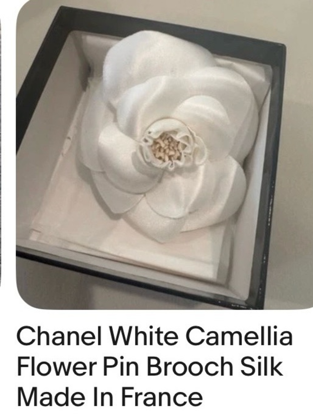 CHANEL Black Camellia Flower Brooch Pin